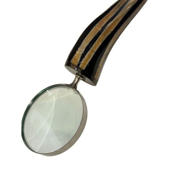 8" Bull Horn Handle Magnifying Glass Large Decorative - Picture 3 of 3
